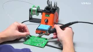 YIHUA 926 III 60W LED Display Soldering Iron Station Kit w 2 Helping Hands, 6 Extra Iron Tips