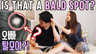 TELLING MY KOREAN BF HE'S BALDING PRANK! ‍ 국제커플 AMWF International Couple l Kali and Woody