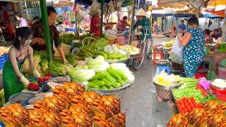 Amazing! Morning Street Food Market Scene in Sai Gòn, Vietnam 2023   Fish, seafood, fruit,.... ENJOY