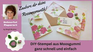 DIY Rosenzauber mit Moosgummistempeln - zarte Blüten auf Briefpapier, Karten, Tags