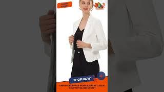 Open Front Office Work Business Casual Crop Suit Blazer Jacket - A2Z Store