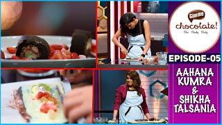 Aahana Kumra and Shikha Talsania Making a Chocolate Sushi at GIMME CHOCOLATE Show with Zeba Kohli#05