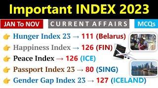 Index 2023 Current Affairs  | सूचकांक 2023 | Important Index 2023 | Current Affairs 2023 | Indologus