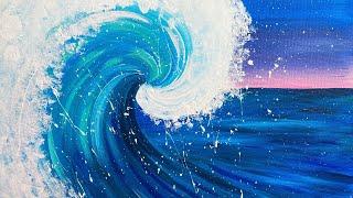 EP52- 'Splatter Wave' - Easy step by step acrylic painting tutorial for beginners