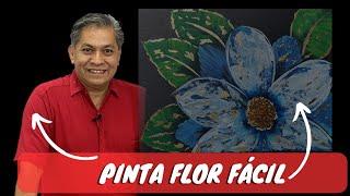 #diy PINTA una FLOR AZUL en PINTURA DECORATIVA con Pintura Acrilica #art #creative  #hojadeoro