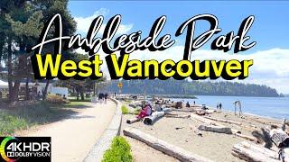 West Vancouver Spring Walk - Ambleside Park   B.C Canada, Virtual Walking Around, 4K HDR 60fps