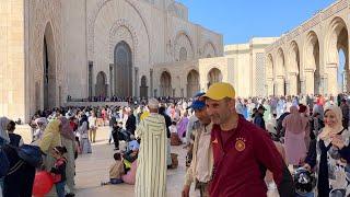  CASABLANCA MOROCCO, HASSAN II MOSQUE - WALKING AROUND THE 2ND LARGEST MOSQUE IN AFRICA, 4K HDR