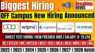 Direct Test Hiring | Cognizant, Wipro New Hiring Announced | Revature, Zycus, Zoho | 2022-2028 Batch