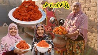 Gajar Ka Halwa Recipe In Village Style | Happy Life In Village | Pakistani Family Vloge