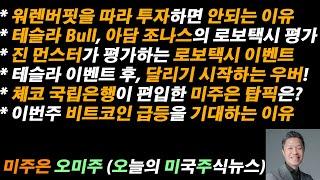 [오늘의 미국주식뉴스] 워렌버핏 따라 투자하면 안되는 이유 / 테슬라 Bull, 아담 조나스의 로보택시 평가 / 진 먼스터가 평가하는 로보택시 이벤트 / 비트코인 급등 기대 이유는