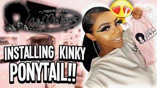 how to: install drawstring kinky ponytail from CUTIEPIETRESSES