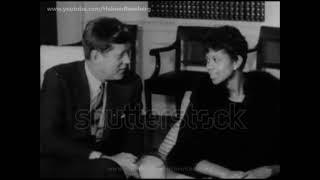 April 14, 1961 - President John F. Kennedy meet with Wilma Rudolph, three-time Olympic Gold Medalist