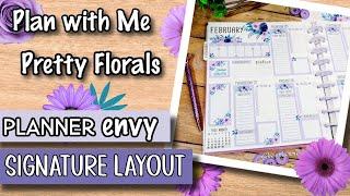 Plan with Me Pretty Floral Spread for Planner Envy Signature Layout ~ I made these stickers!!