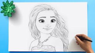 MOANA DRAWING | How to Draw Disney Princess Moana 