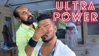 Ultra power Head Massage by street side Indian barber - Asmr Ultra sleep therapy