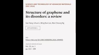 Structure of graphene and its disorders: a review | RTCL.TV