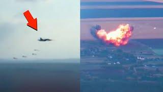 Russian fighter jet drops bombs and gets shot down a minute later.