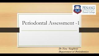 Diagnosis of Periodontal Diseases 1