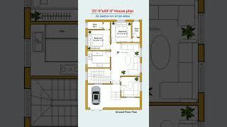 25x40 house plan with car parking, 2bhk 25' by 40' home plan, 25*40 house design, house map #shorts