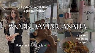 work day in Canada  | night skincare routine | chicken vegetable recipe 