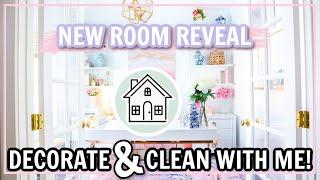 DECORATE AND CLEAN WITH ME! MY NEW HOME OFFICE ROOM REVEAL! | Alexandra Beuter