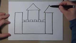 How To Draw a Castle - VERY EASY For Kids