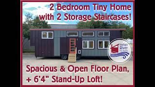 Explore Tiny Living: 2 Bedroom Tiny Home w/ 2 Real Staircases & Open Floor Plan!