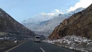 The mesemirizing view of KKH and Rakaposhi on a a snowy day out.