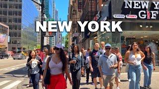 Midtown Manhattan 4K NYC Summer Walk July 2024 : 80F Sunny Morning Walking Tour in New York City