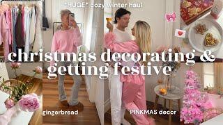 decorating for *PINK* christmas + girly white fox winter haul + making gingerbread