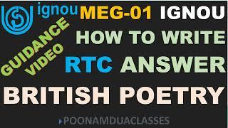 Guidance Video MEG 01 British Poetry How to Write RTC ANSWER / Word Limit Reference to Context