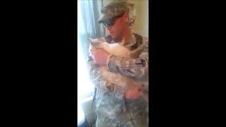 Cat Welcomes Home Soldier (awesome)