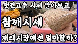 햇건고추 고추시세 참깨 들깨 참기름 가격 알아 보려고 추석연휴인데도 재래시장 갔는데 올해 참기름값 후덜덜 하다