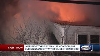 Man involved in armed standoff at Bradford home sets it on fire, police say