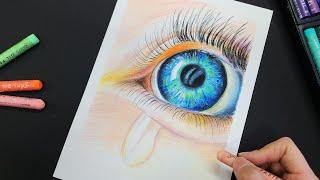 Drawing tearful eyes with oil pastel | Drawing eyes | 오일파스텔로 눈물흘리는 눈 그리기