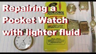 Repairing An Antique Pocket Watch With Lighter Fluid