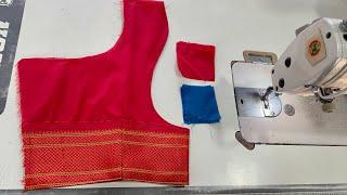 Paithani saree pachwork blause design | Blouse design |cutting and stitching back neck blouse design