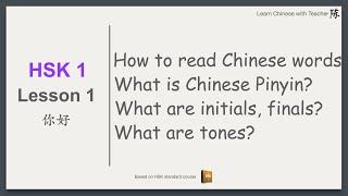 HSK1 Lesson 1:Pinyin | Initials | Finals | Tones | Chinese characters pronunciation |Beginner Levels