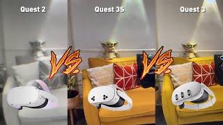 Meta Quest 2 vs 3S vs 3 (Through The Lens) Passthrough