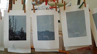 LINDA COTE-The Making of My Fenland Trail Reduction Linocut