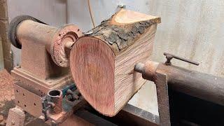 From Raw Wood to Exquisite Bowl; A Master Woodturner's Creation