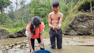 Homeless boy and girl bowl fish and harvest tomatoes and vegetables to sell - Homeless Boy