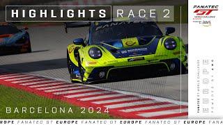 Extended Highlights | Barcelona 2024 | Race 2 | Fanatec GT World Challenge Europe