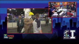 Guillermo the Bald Eagle at Super Bowl Radio Row - Feb 1, 2019