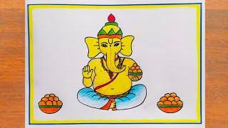 श्री गणेश जी का चित्र बनाना सीखें / Lord Ganesha Drawing Easy / Ganpati Drawing / Ganesha Drawing