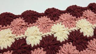 Learn To Crochet PUFFED Catherine Wheel Stitch for crochet blankets and more