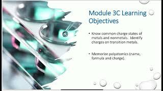 Module 3C- Common Charge states of metals, Polyatomics