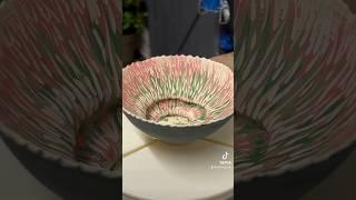 Transforming #pottery #clay #porcelain #wheelthrowing #bowl #colour #green #white #red #potterylover