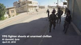 YPG fighter shoots at unarmed civilian - Qamishli/Qamishlo, Syria