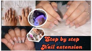 Step by step nail extension tutorial | My 1st time experience of nail extension | #najvlog